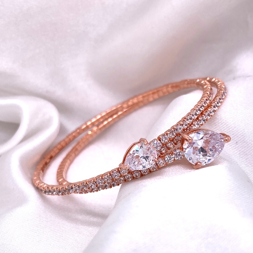 14K Rose Gold Plated Spiral Cuff Bracelet